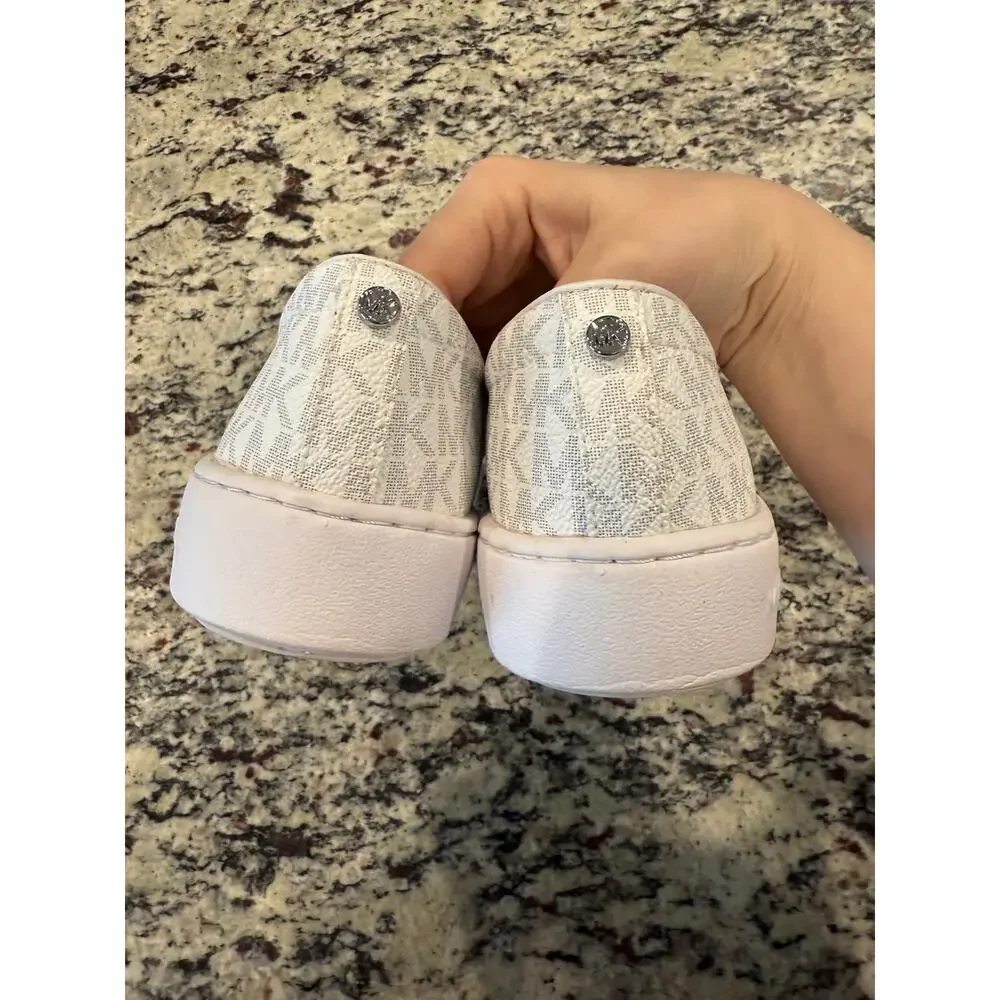 Michael Kors Women's Keaton Slip-On Signature Logo Sneakers White Size 8.5 - Picture 3 of 7